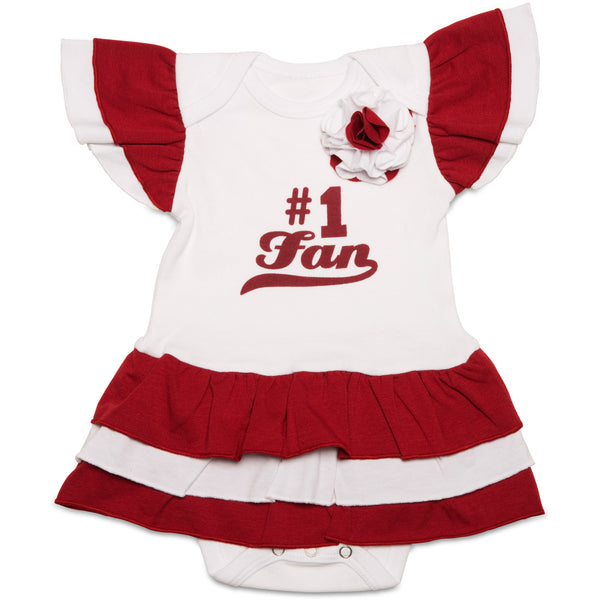 pavilion gift company Maroon & White #1 Fan Onesie Dress 0-6 Months