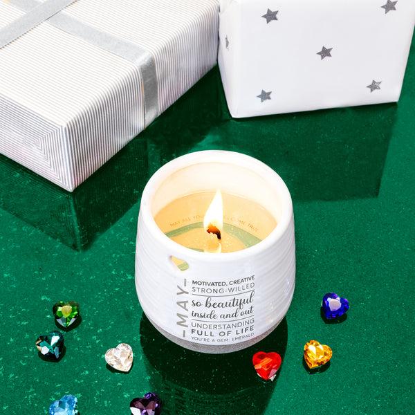 Pavilion Gift Company May 11 Oz - 100% Soy Wax Reveal Candle With Birthstone Scent: Tranquility