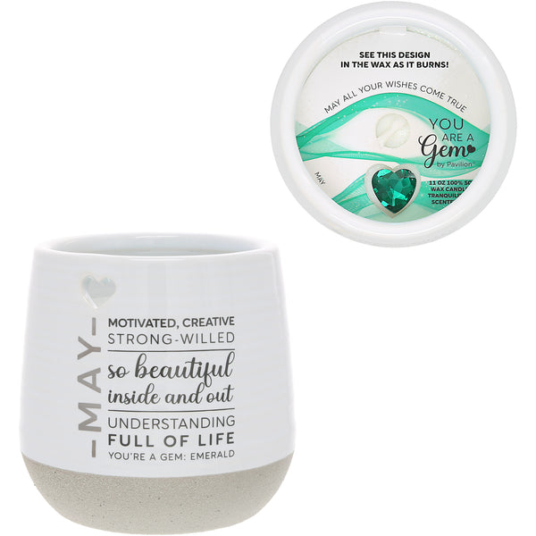 pavilion gift company May 11 oz - 100% Soy Wax Reveal Candle with Birthstone Scent: Tranquility