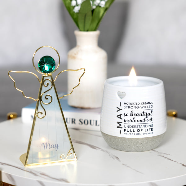Pavilion Gift Company May 6.5" Monthly Angel Tea Light Holder