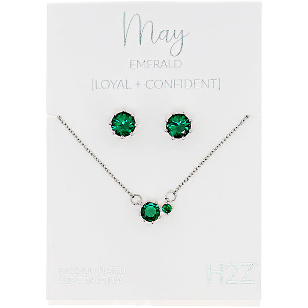 pavilion gift company May Emerald 16.5"-18.5" Birthstone Jewelry Gift Set