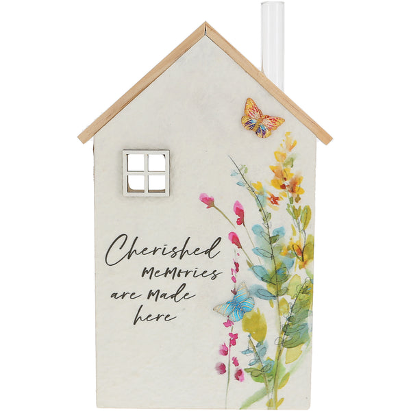 pavilion gift company Memories 8.75" MDF House Plaque with Vase