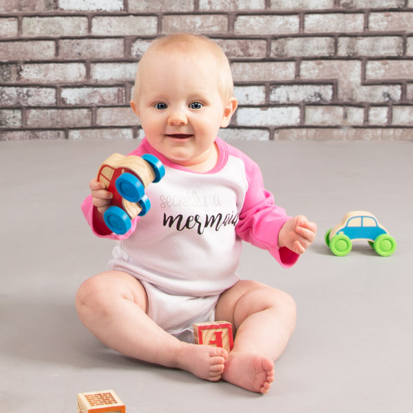 Pavilion Gift Company Mermaid 6-12 Months 3/4 Length Pink Sleeve Onesie