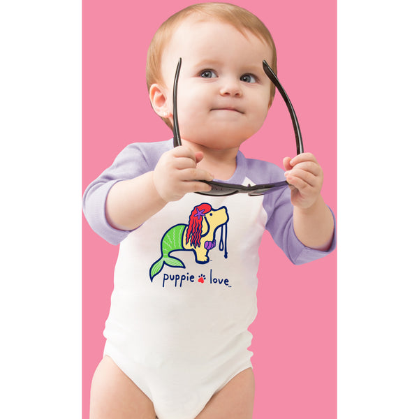 Pavilion Gift Company Mermaid 6-12 Months 3/4 Length Purple Sleeve Onesie