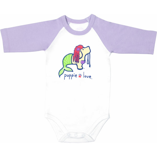 pavilion gift company Mermaid 6-12 Months 3/4 Length Purple Sleeve Onesie