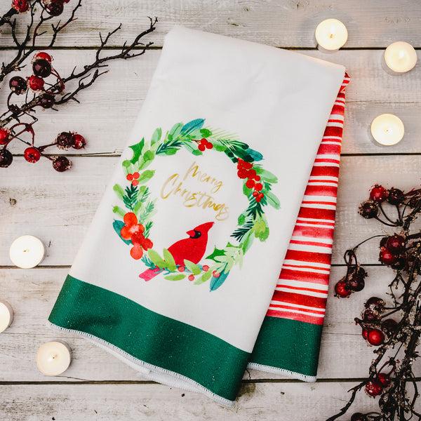 Pavilion Gift Company Merry Christmas Tea Towel Gift Set (2 - 19.75" X 27.5")