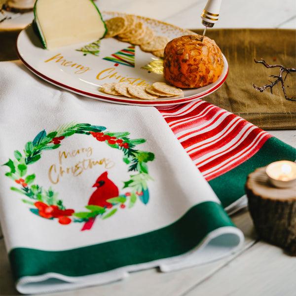 Pavilion Gift Company Merry Christmas Tea Towel Gift Set (2 - 19.75" X 27.5")