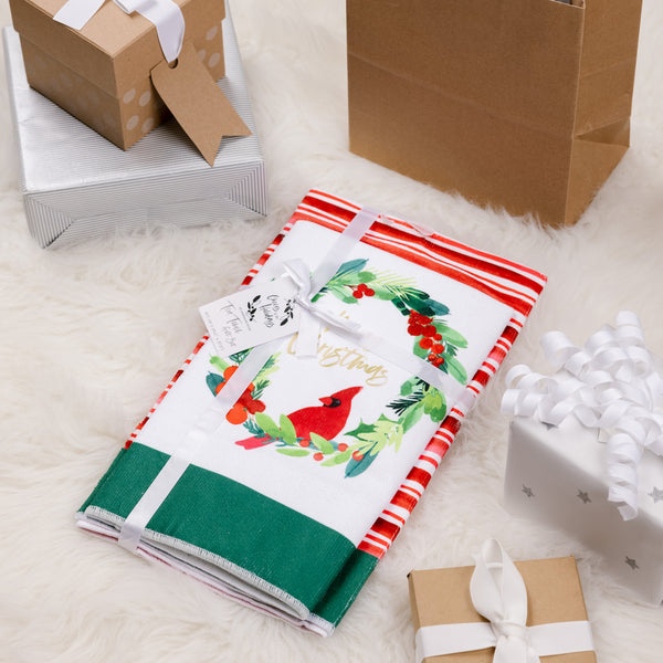 Pavilion Gift Company Merry Christmas Tea Towel Gift Set (2 - 19.75" X 27.5")