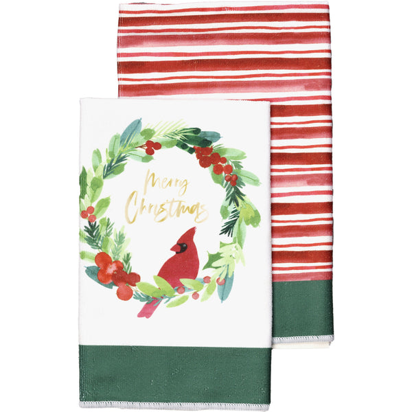 pavilion gift company Merry Christmas Tea Towel Gift Set (2 - 19.75" x 27.5")
