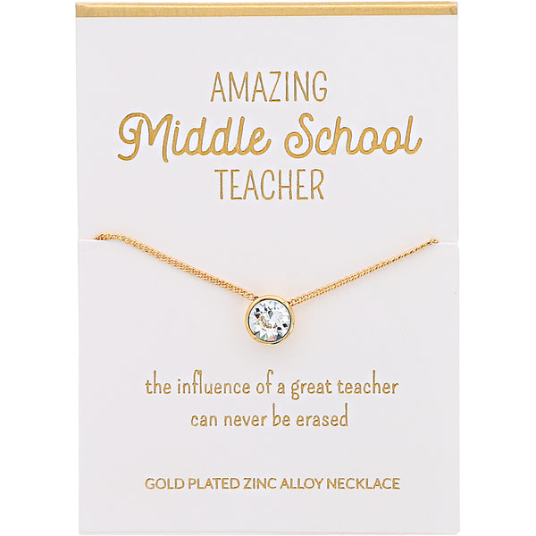 pavilion gift company Middle School Crystal 16"-17.5" Gold Plated Necklace