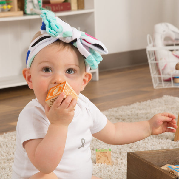 Pavilion Gift Company Mint And Black Polka Dot Ruffled Knitted Headband