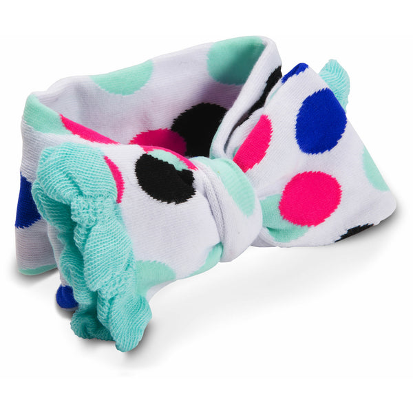 pavilion gift company Mint and Black Polka Dot Ruffled Knitted Headband