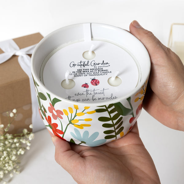 Pavilion Gift Company Miracles 12 Oz - 100% Soy Wax Reveal Triple Wick Candle Scent: Tranquility