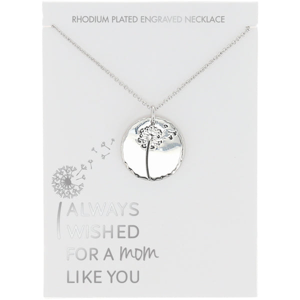pavilion gift company Mom 16.5"-18.5" Engraved Rhodium Plated Necklace