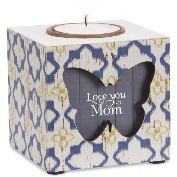 pavilion gift company Mom 2.5" x 2.5" x 2" MDF Tea Light Holder