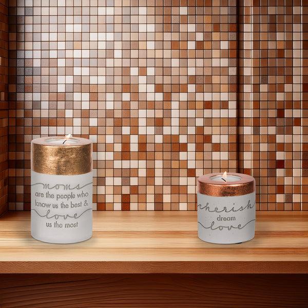 Pavilion Gift Company Mom 3" X 4.75" Cement Candle Holder