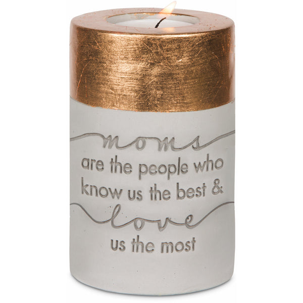 pavilion gift company Mom 3" x 4.75" Cement Candle Holder