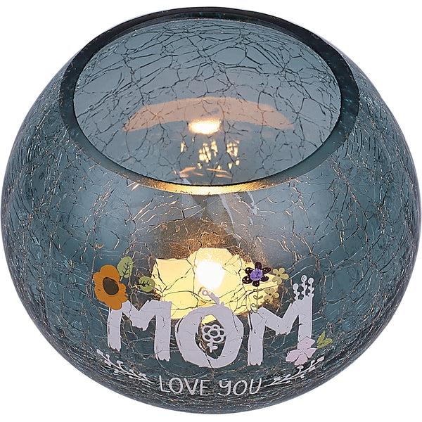 Pavilion Gift Company Mom 5" Crackled Glass Votive Holder