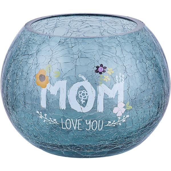 pavilion gift company Mom 5" Crackled Glass Votive Holder