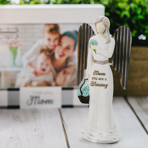 Pavilion Gift Company Mom 7.5" Angel With Basket Of Flowers