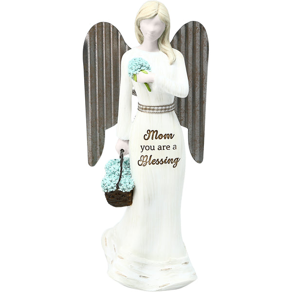 pavilion gift company Mom 7.5" Angel with Basket of Flowers