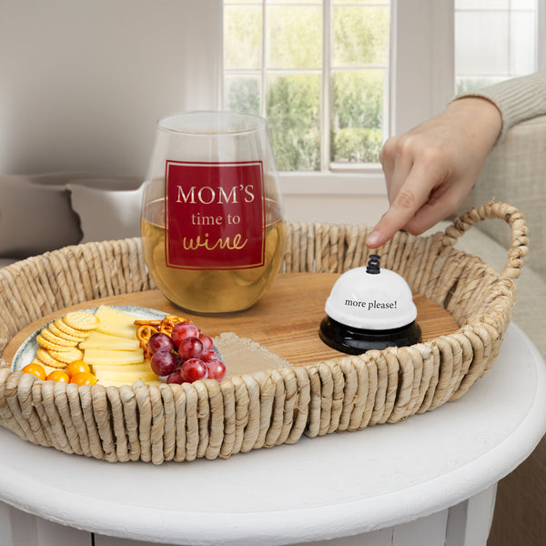 Pavilion Gift Company Mom's Time 30 Oz Wine Glass & Bell Set