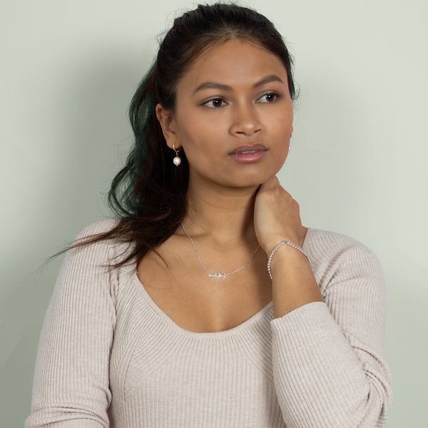 Pavilion Gift Company Mom Silver Plated - Beaded Stretch Bracelet