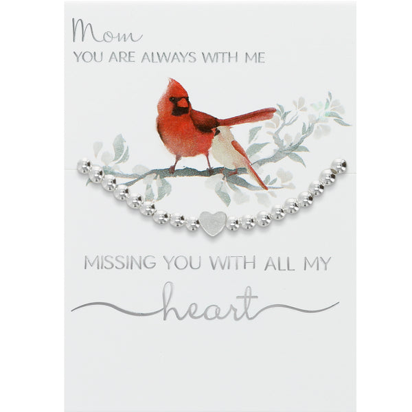 pavilion gift company Mom Silver Plated - Beaded Stretch Bracelet