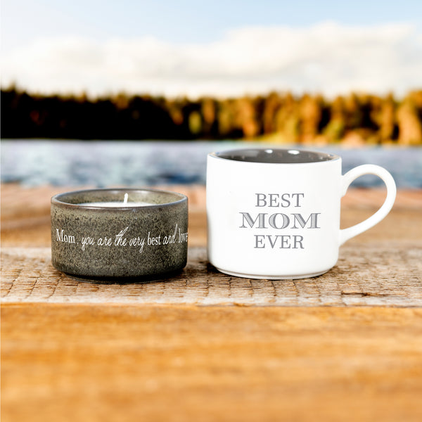Pavilion Gift Company Mom Stacking Mug And Candle Set 100% Soy Wax Scent: Tranquility