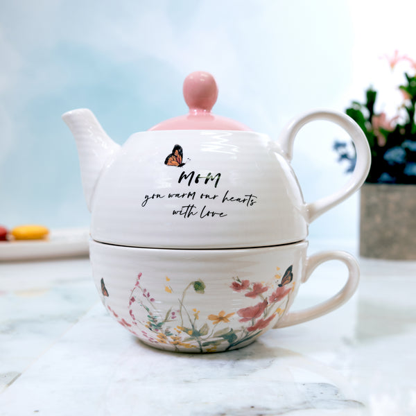 Pavilion Gift Company Mom Tea For One (14.5 Oz Teapot & 10 Oz Cup)