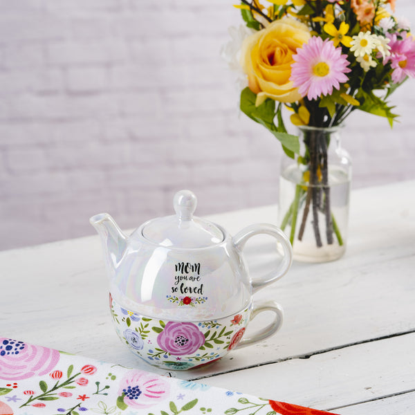 Pavilion Gift Company Mom Tea For One (14.5 Oz Teapot & 10 Oz Cup)