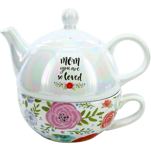 pavilion gift company Mom Tea for One (14.5 oz Teapot & 10 oz Cup)