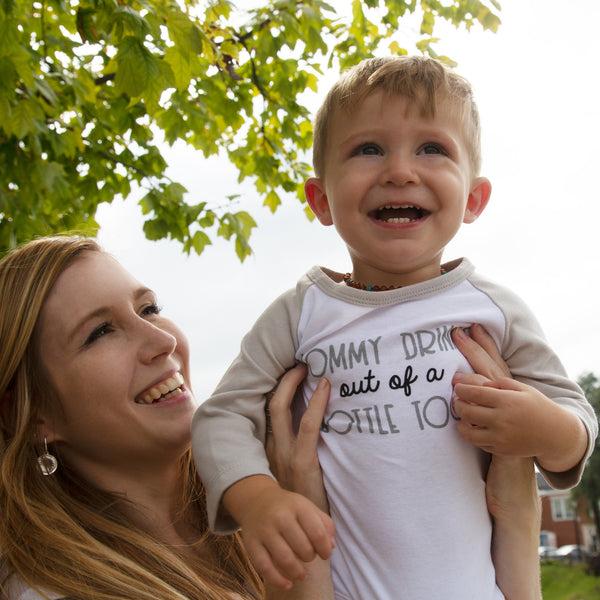 Pavilion Gift Company Mommy Bottle 6-12 Months 3/4 Length Gray Sleeve Onesie