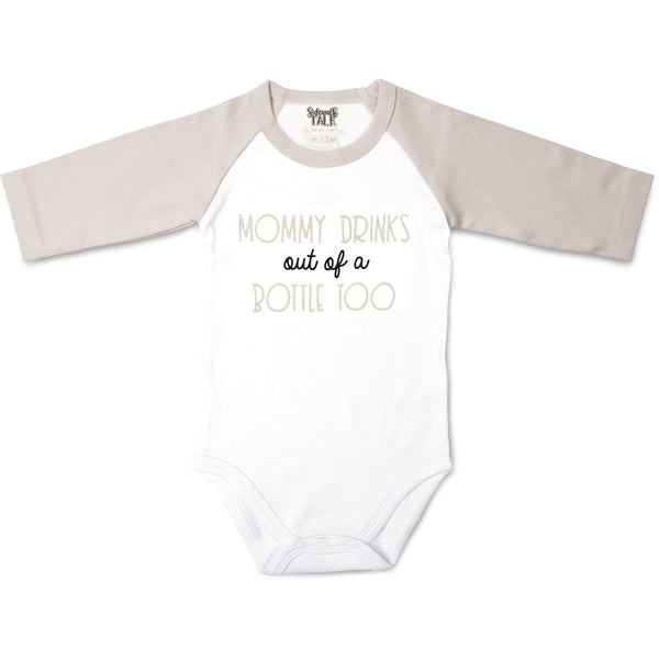 pavilion gift company Mommy Bottle 6-12 Months 3/4 Length Gray Sleeve Onesie