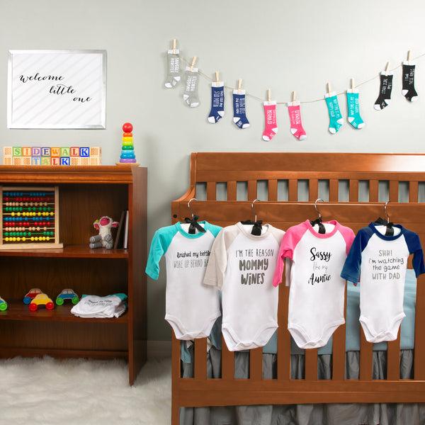 Pavilion Gift Company Mommy Wines 12-24 Months 3/4 Length Gray Sleeve Onesie