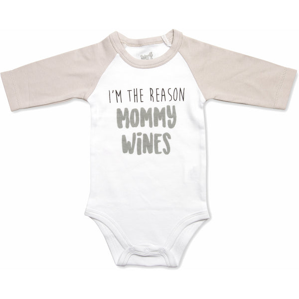 pavilion gift company Mommy Wines 12-24 Months 3/4 Length Gray Sleeve Onesie