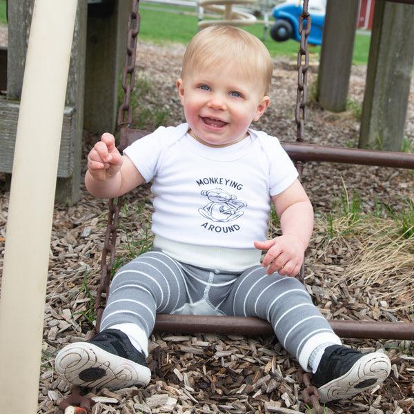 Pavilion Gift Company Monkey 6-12 Months Gray Onesie