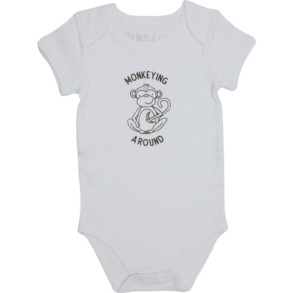 pavilion gift company Monkey 6-12 Months Gray Onesie