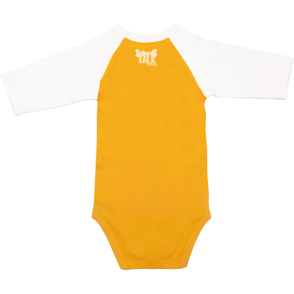 Pavilion Gift Company Moon And Back 6-12 Months 3/4 Length Sleeve Mustard Onesie
