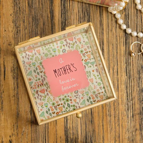 Pavilion Gift Company Mother 4.25" X 4.25" Glass Keepsake Box