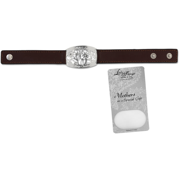 pavilion gift company Mother Bracelet 8.5" x 0.75" Brown Leather