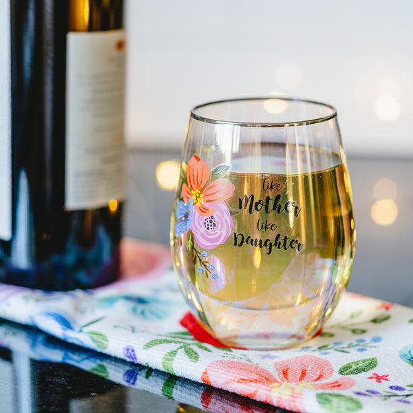 Pavilion Gift Company Mother Daughter 18 Oz Stemless Wine Glass