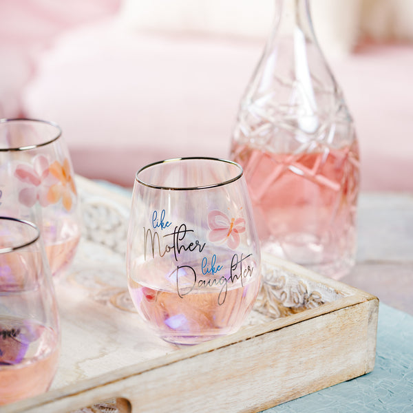 Pavilion Gift Company Mother & Daughter 18 Oz Stemless Wine Glass