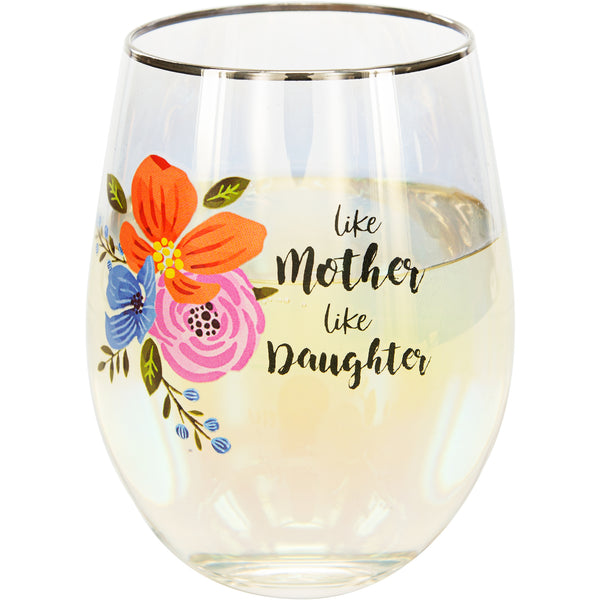 pavilion gift company Mother Daughter 18 oz Stemless Wine Glass