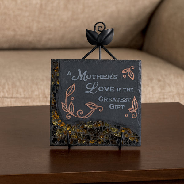 Pavilion Gift Company Mother Mosaic 5" Slate Square Plaque With Stand