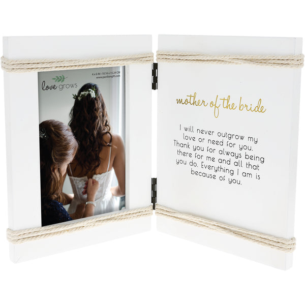 pavilion gift company Mother Of The Bride 5.5" x 7.5" Hinged Sentiment Frame (Holds a 4" x 6" Photo)