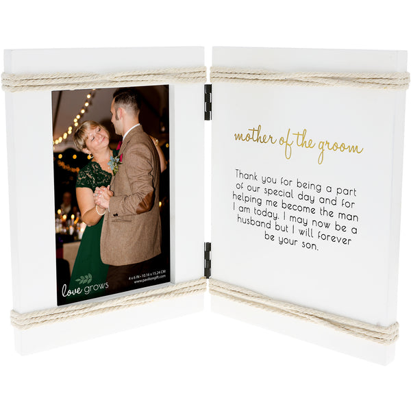 pavilion gift company Mother Of The Groom 5.5" x 7.5" Hinged Sentiment Frame (Holds a 4" x 6" Photo)