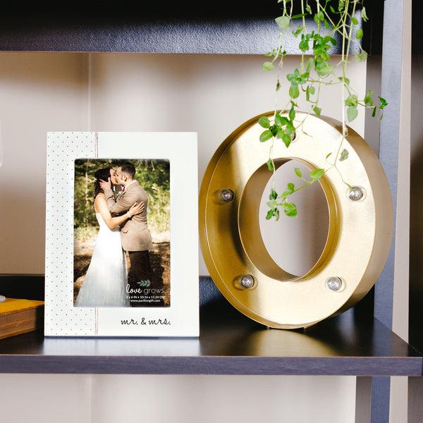 Pavilion Gift Company Mr. & Mrs. 5.5" X 7.5" MDF Frame (Holds 4" X 6" Photo)