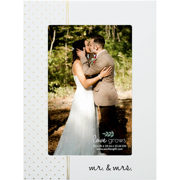 pavilion gift company Mr. & Mrs. 5.5" x 7.5" MDF Frame (Holds 4" x 6" Photo)