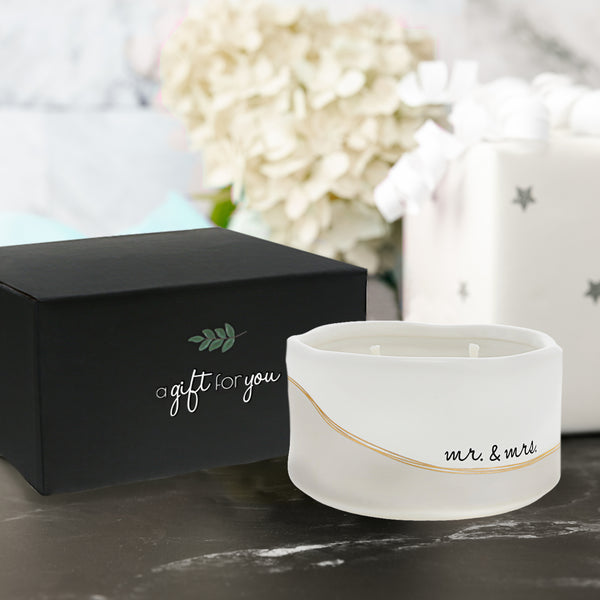 Pavilion Gift Company Mr. & Mrs. 8 Oz - 100% Soy Wax Reveal Candle Scent: Tranquility